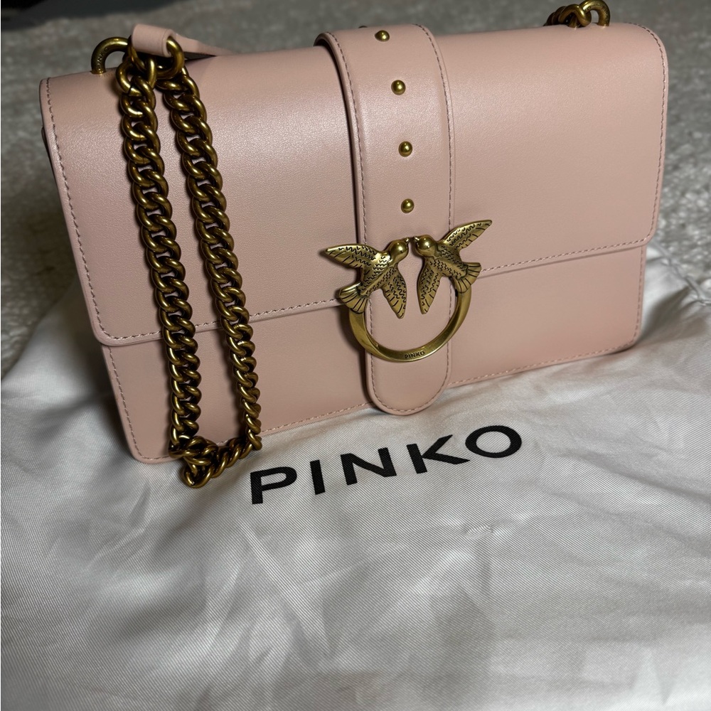 Pinko Blush Crossbody Bag with Gold Chain